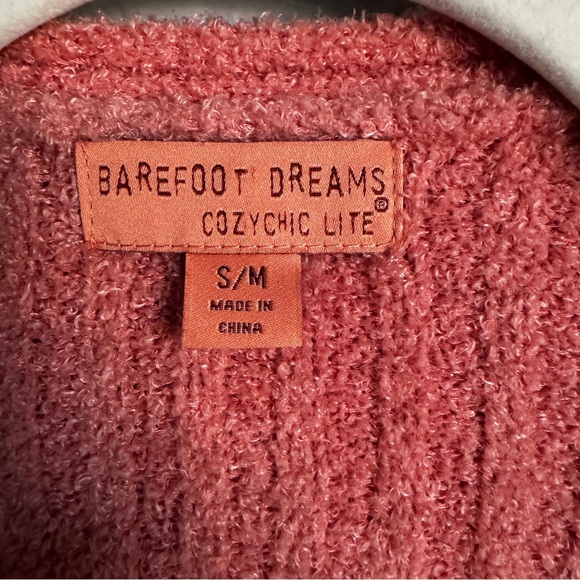 Barefoot Dreams CozyChic Lite Ribbed Shrug Cardigan in Coral Pink Small Medium - Picture 4 of 6